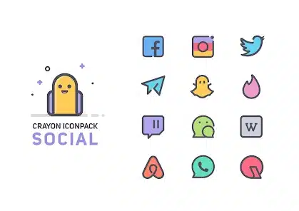 تحميل تطبيق Crayon Icon Pack مهكر للاندرويد 2024 اخر اصدار مجانا