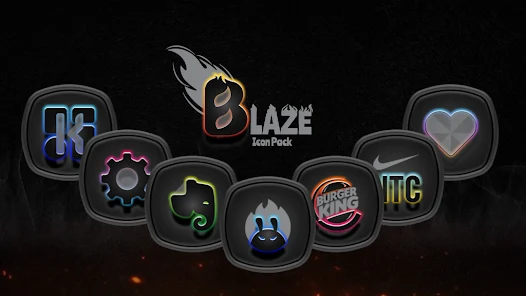 تحميل تطبيق Blaze Dark Icon Pack مهكر Apk للاندرويد 2025 اخر اصدار مجانا