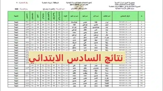 Pdf نتائج السادس الابتدائي 2024 بالاسم عموم محافظات العراق موقع نتائجنا results mlazemna